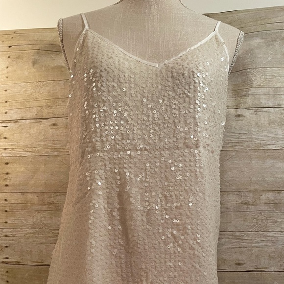 Banana Republic Tops - 2xHost Pick!!! NWT Banana Republic Cream Color Sequin Tank Top
